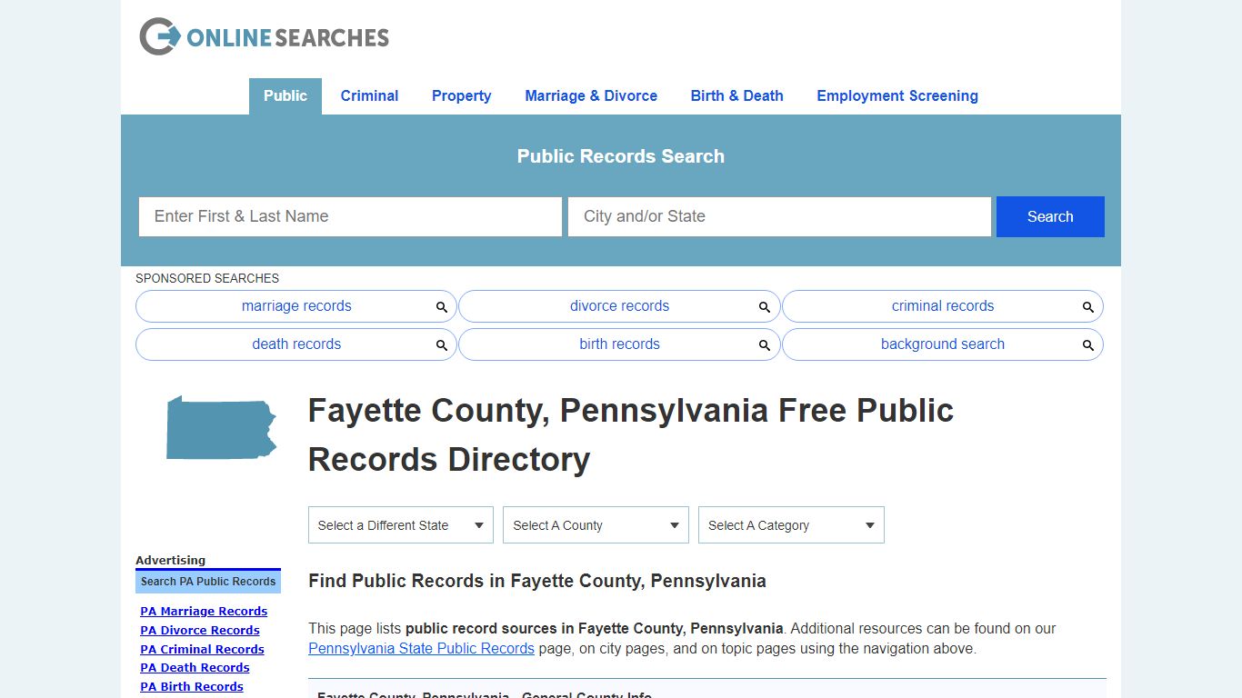 Fayette County, Pennsylvania Public Records Directory